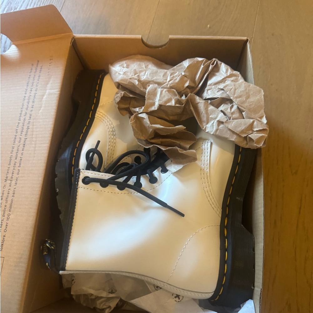 Dr. Martens Smooth White Boots with Black Accents
